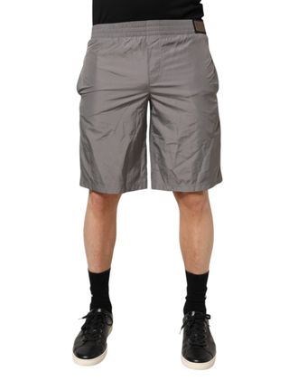 Dolce & Gabbana Mens Light Gray Nylon Elastic Waist Shorts Swimwear