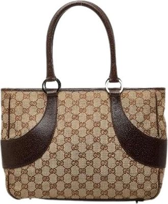 Gucci Pre-owned Handbags, female, Brown, Size: ONE SIZE Pre-owned Canvas Tote