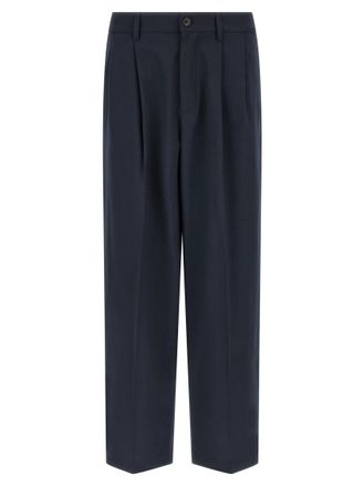 Department Five Dark Blue Loose Pleated Pants
