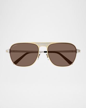 Cartier Men & apos;s CT0532SM Metal Aviator Sunglasses