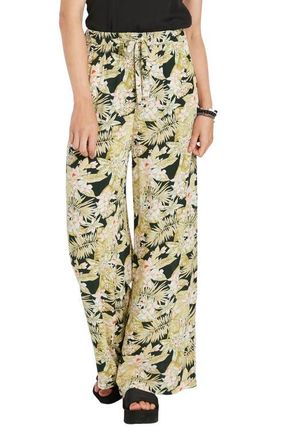 Volcom Frondly Fire Wide Leg Pants in Black Combo at Nordstrom, Size X-Large