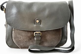 Rowallan Leather & Suede Saddle Bag - Medium Khaki Green Crossbody Shoulder Bag with Adjustable Strap
