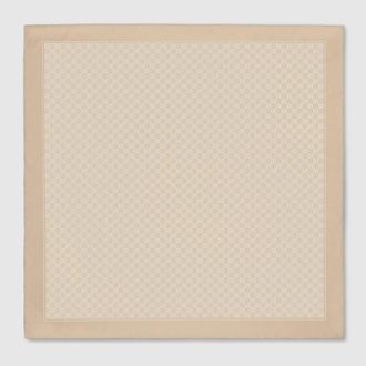 Gucci Laminated Printed Silk Twill Carr&eacute;, Neutral, Silk