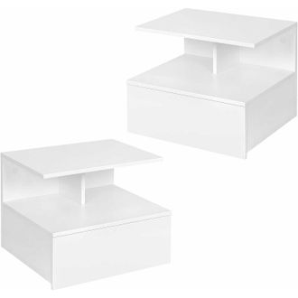 Woltu Suite 2 Mesitas De Noche Colgantes. Mesita De Noche Del Dormitorio. Con 1 Caj&oacute;n Y 1 Compartimento Abierto. Pared Fija. Armarios De Dormitorio Modernos