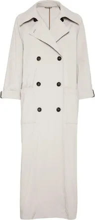 Brunello Cucinelli notched-collar double-breasted coat - women - Polyamide - 42 - Grey