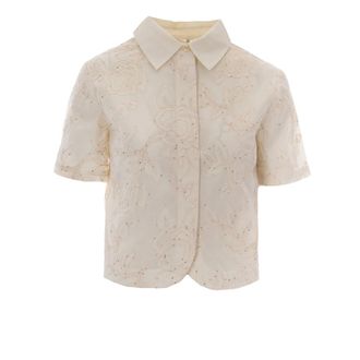 Liu Jo Shirt with embroidery - female - Liu Jo - Short Sleeve Shirts - Beige - L - Shirts