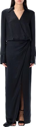 The Attico Black Long Shirt Dress