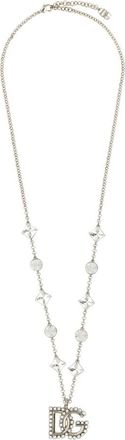 Dolce & Gabbana Fijn schakelketting met DG-logo van strass - Dames - Kettingen - Grijs - ONE Size - Accessoires