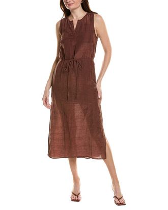 Bella Dahl Sleeveless Belted Linen-Blend Maxi Dress