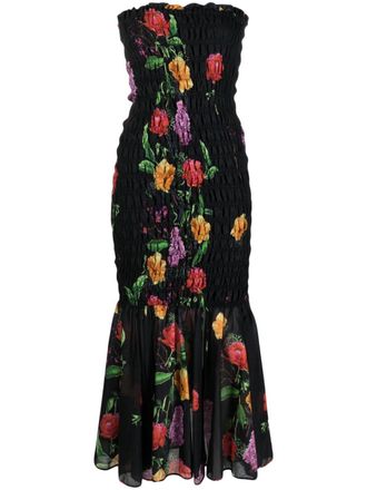 Charo Ruiz Ibiza Abito midi Danny a fiori - Nero