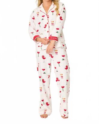 PJ Salvage Lets Get Toasty 3-Piece Print Flannel Pajama Set In Ivory