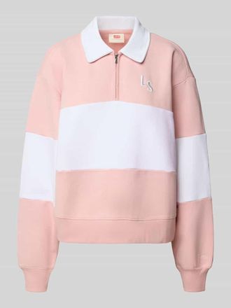 Levi's Sweatshirt mit kurzem Rei&szlig;verschluss und Logo-Stitchings in Hellrosa, Gr&ouml;&szlig;e XS