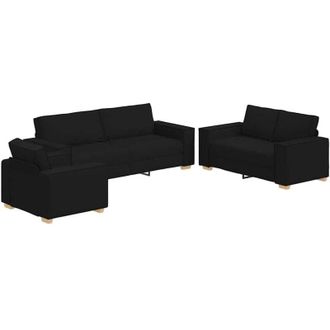 vidaXL Vidaxl - Juego De Sof&aacute; Con Coj&iacute;n 3 Pcs Negro 220 X 78 X 84 Cm Tela