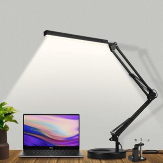 OEM L&aacute;mpara De Escritorio Led Ajustable Con Pinza Y Base, 3 Modos De Iluminaci&oacute;n, 10 Niveles De Brillo, Protecci&oacute;n Ocular, Color Negro - Ulisem