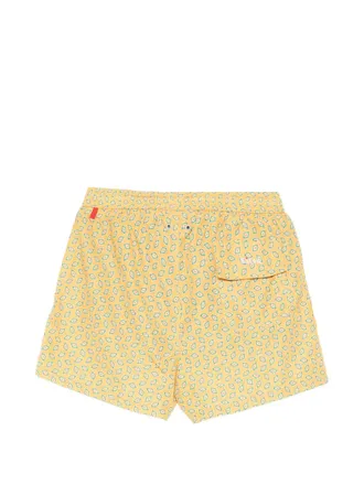 Kiton Yellow Geometric Print Swim Shorts - Yellow