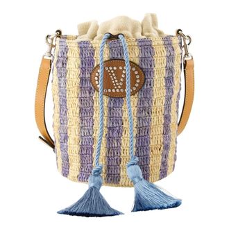 Valentino Garavani Bucket Bags, female, Multicolor, Size: ONE SIZE Small Striped Raffia Bucket Bag