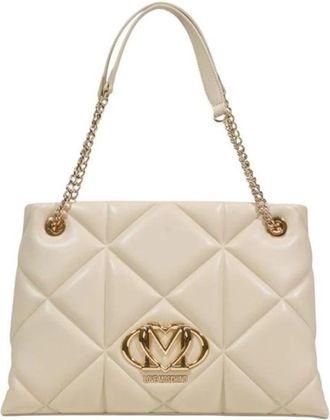 Love Moschino Kunstleren Handtas met Handvat aan de Bovenkant - Dames - Schoudertassen - Beige - ONE Size - Leer - Tassen