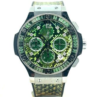 Hublot Pre-owned Hublot Big Bang Bao Bang Chronograph Diamond Green Dial Mens Watch 341.SX.7817.PR.1978