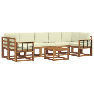 vidaXL Conjunto De Sof&aacute;s De Exterior Con Coj&iacute;n 8 Pcs Natural Y Crema Vidaxl