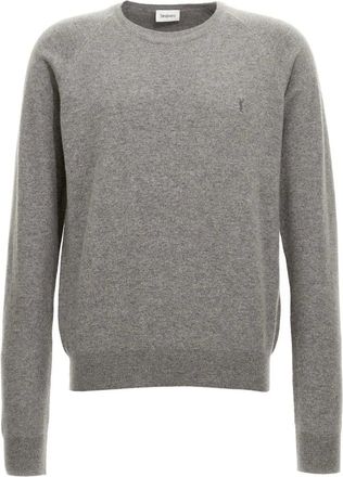 Saint Laurent Round-neck Knitwear, male, Gray, Size: 2XL Stylish Knit Top