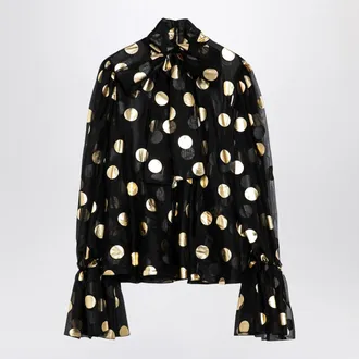 Dolce & Gabbana Dolce&Gabbana Silk Organza Lam&eacute; Polka Dot Blouse