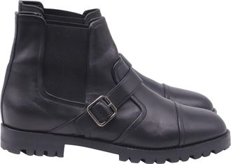 Manolo Blahnik Traba Black Leather Double-Gore Ankle Boots in Black Leather