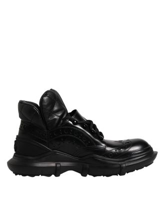 Dolce & Gabbana Mens Leather Laceup Boots - Black - Size EU 40