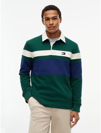 Tommy Hilfiger Mens Brushed-Back Fleece Rugby Sweatshirt - Ornamental Green - XXXL