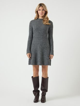 Y.A.S Strickkleid Y.A.S YASDOLLY LS KNIT DRESS S. NOOS, Damen, Gr. XXL, N-Gr, grau (medium grau melange), Strick, Obermaterial: 53% Polyester, 21% Polyacryl