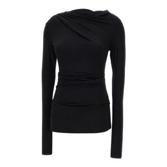 Entire studios Round-neck Knitwear, female, Black, Size: M Drape top