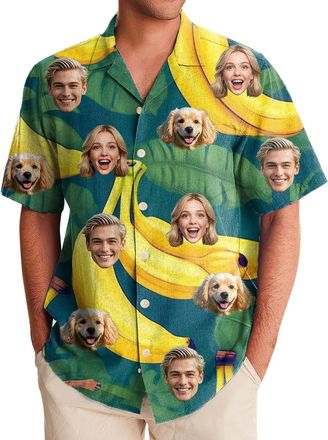 Generic Custom Hawaiian Shirt for Men, Personalised Face Shirt, Shiteshirts for Men, Funny Hawaiian Shirts, Button Down Short Sleeve