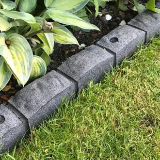 PRIMROSE Roman Stone Effect Rubber Garden Edging Brick Design in Grey | Size: 5 Pack