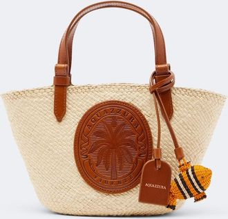 Aquazzura Tropical Mini raffia top-handle bag