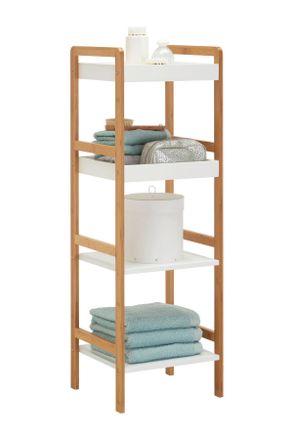 Xora Badezimmerregal, Naturfarben, Wei&szlig;, Holz, Holzwerkstoff, Bambus, massiv, 36x110x33 cm, Badezimmer, Badezimmerregale, Badregale