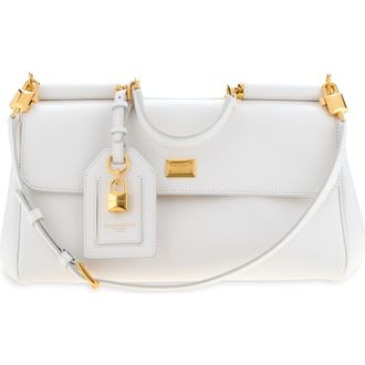 Dolce & Gabbana My Sicily East/West Plong&eacute; Leather Top Handle Bag in 8H006 Bianco Naturale at Nordstrom