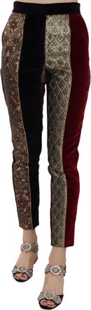 Dolce & Gabbana Multicolor Jacquard Cropped Tapered Womens Pants