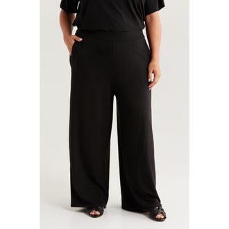 Eileen Fisher High Waist Wide Leg Pants in Black at Nordstrom, Size 3X
