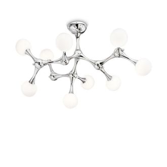 Netlighting Nodino 9 Light Medium Multi Arm Ceiling Flush Light Chrome G9 in Grey