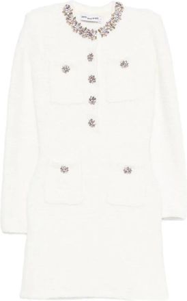 Self Portrait Kleedjes, Dames, Wit, XS, Jewel Neck Short Dress