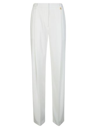 Elisabetta Franchi High Waist Pleated Gold Logo Trousers