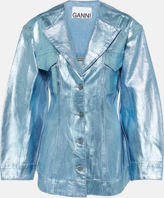 Ganni Foil metallic denim blazer