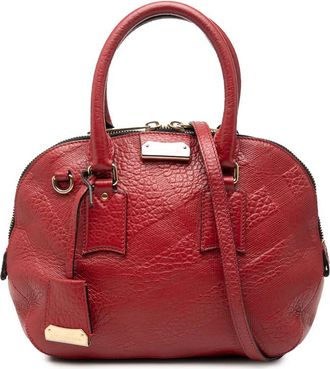 Burberry Pre-owned Burberry Small Heritage Grain Check Embossed Leather Orchard Bowling Bag Ladies 67YBNY08BK0FNUH0