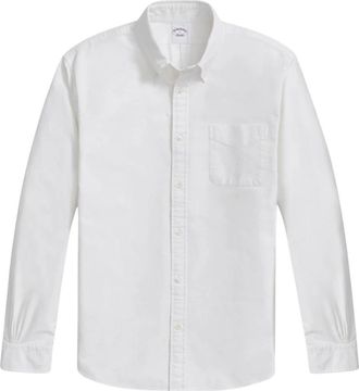 Brooks Brothers Wit Overhemd met Regular Fit- Oxford Katoen- Polokraag - Heren - Zakelijke Overhemden - Wit - M - Katoen - Overhemden