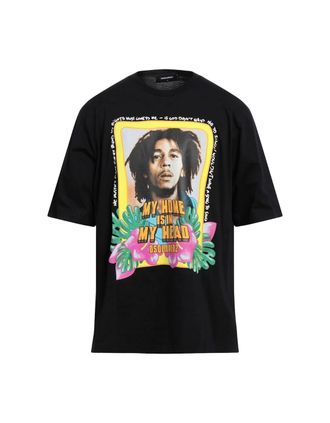 Dsquared2 Mens Dsquared2 Skater Fit Bob Marley Home Is In My Head Logo Black T-Shirt - Size: 36
