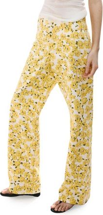 Mango Floral Straight Leg Jeans in Yellow at Nordstrom, Size 12