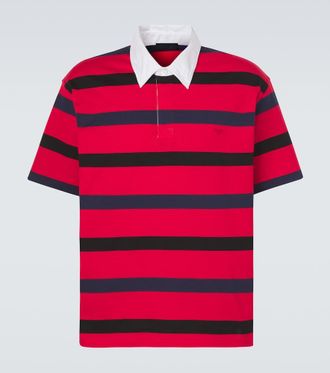 Prada Oversized striped cotton piqu&eacute; polo shirt