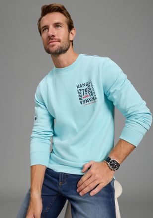 Kangaroos Sweatshirt KANGAROOS, Herren, Gr. 4XL, aqua, angeraute Sweatware, Obermaterial: 80% Baumwolle, 20% Polyester, schmal, Rundhals, angesetztes B&uuml;ndchen, 