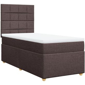 vidaXL Vidaxl - Cama Box Spring Con Colch&oacute;n Tela Marr&oacute;n Oscuro 90x190 Cm