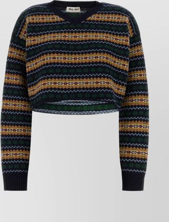 Miu Miu striped v neck wool knit sweater