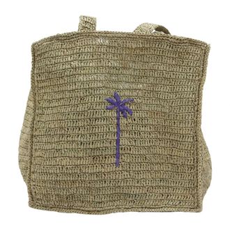 Maneb&igrave; Borsa Tote Quadrata in Rafia Naturale - - Bags - Donna - Beige - ONE SIZE